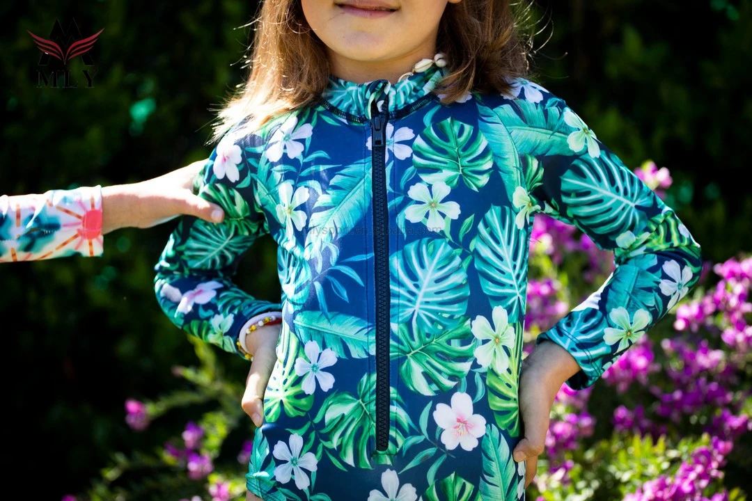 Wholesale Sweet Swimwear Girl Bikini Custom Children Kids Swimsuit with Zipper