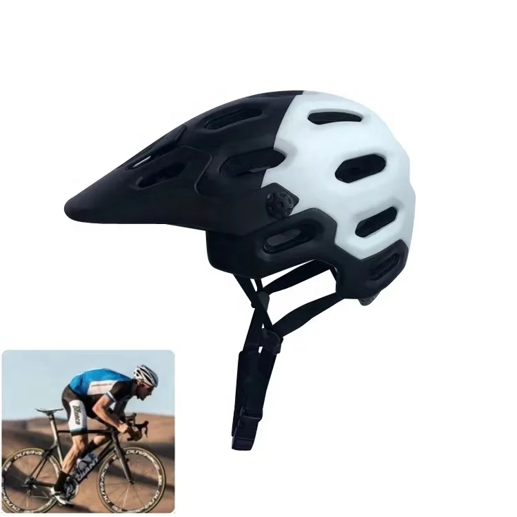 Monu RTS Black White In Mould Adjustable Lightweight Visor Helmet Cycling Racing Helmet with Movable Chin Bar Pad