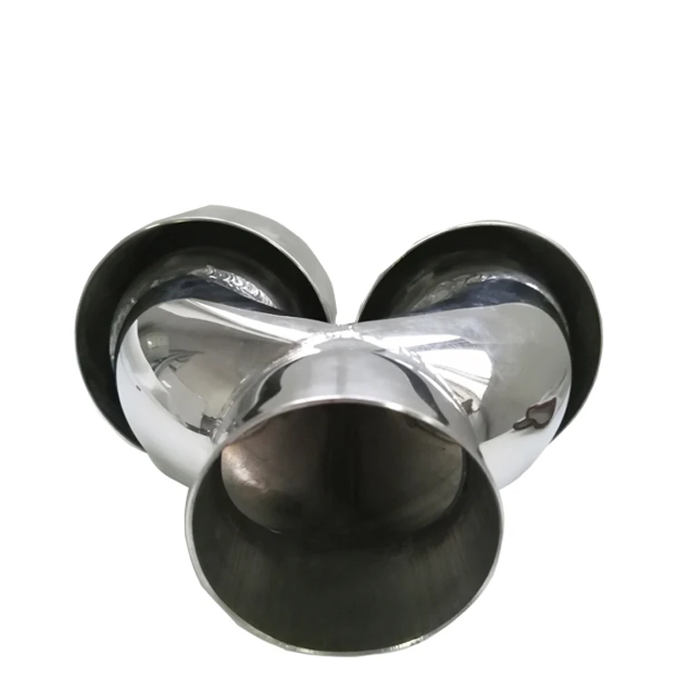 Universal T304 stainless steel Mirror Polished Double Layer 2.5 inch inlet 4.0 inch outlet exhaust silencer muffler tip tailpipe