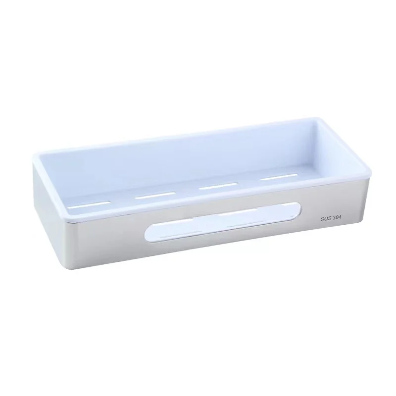 Aluminum Bathroom Rectangle Shelf With Abs Plastic Tray Bathroom Organizer Single Tier Bathroom Storage Rack Basket Shower Tray
