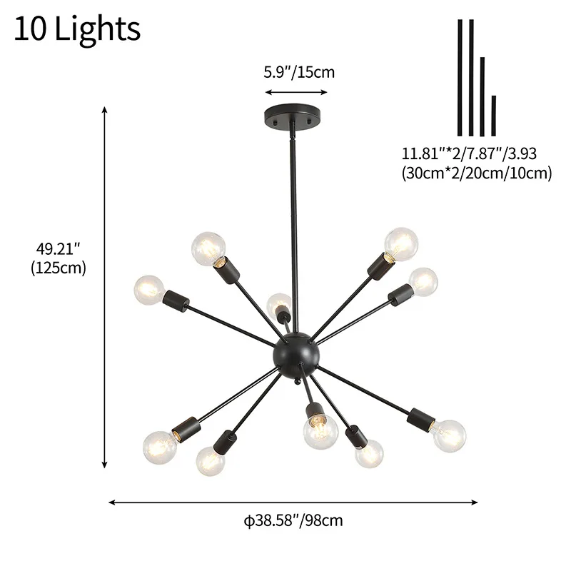 Factory Direct 10-lights metal sputnik chandelier led chandelier satellite chandelier