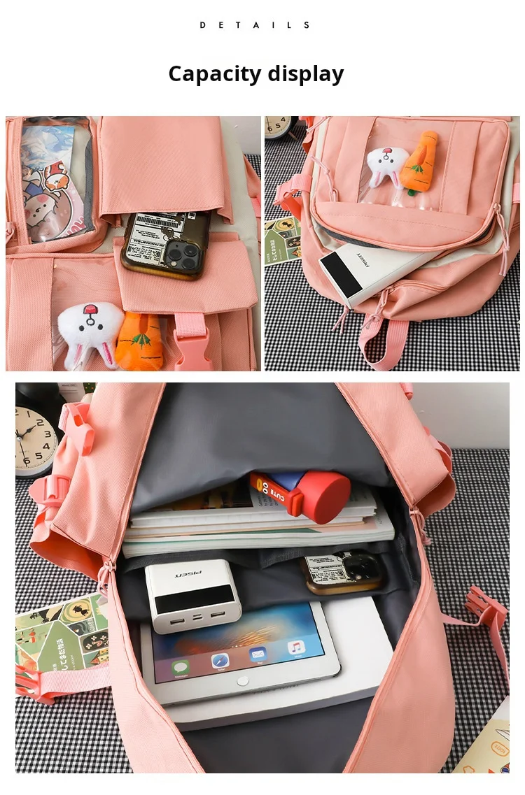 Trendy School Bag 2024 For 5 Piece Student School Bag Set Cute College Backpack Set For Girls Teenagers