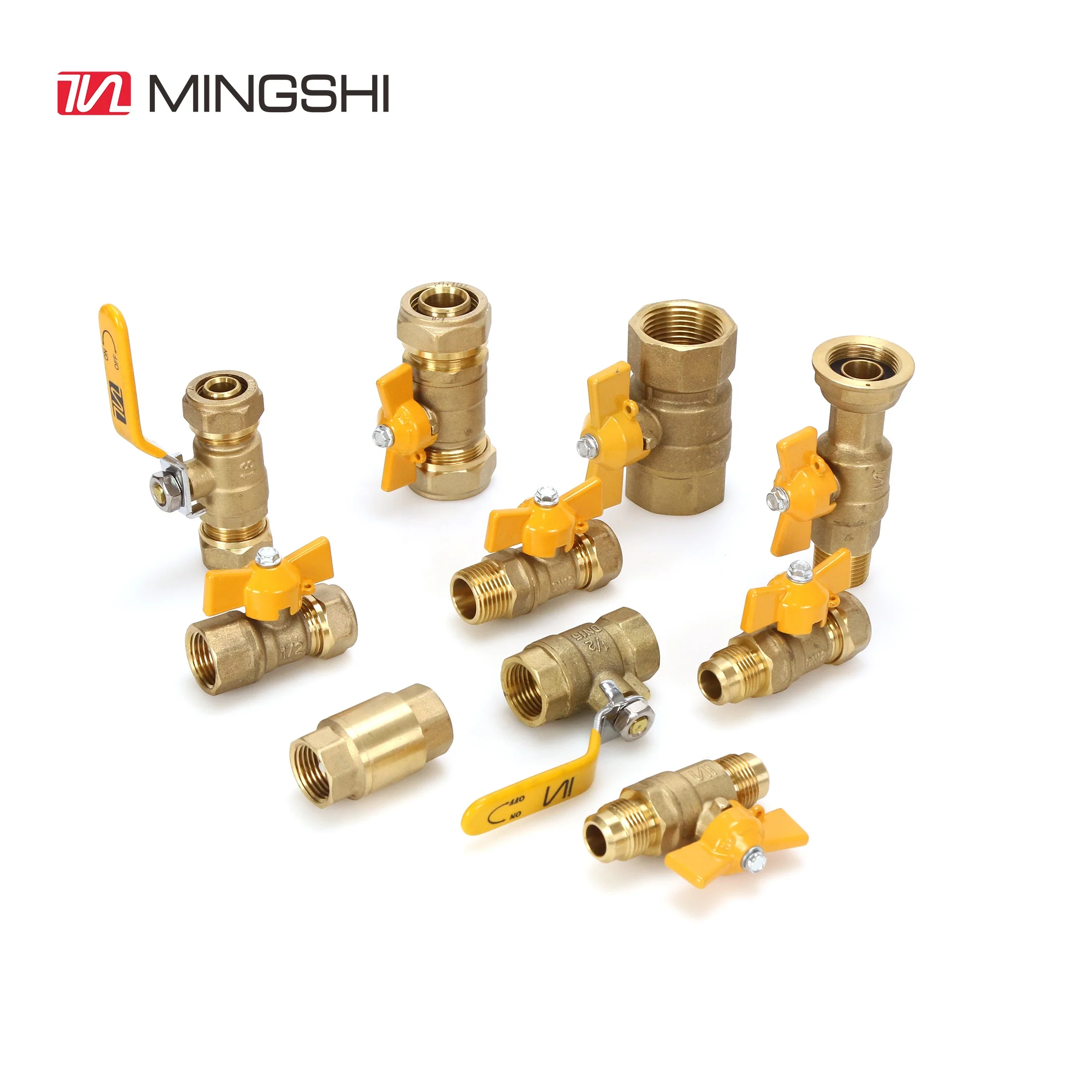MINGSHI plumbing materials floor heat system multilayer pexalpex pipe using Buried Brass Two Heads Ball Valve