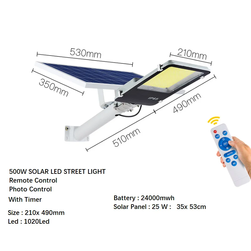 RC 50W 300W 500W LED Solar Radar  Sensor IP67 Waterproof Street Light  Road Light for Outdoor Plaza Garden Yard Pathway Driveway