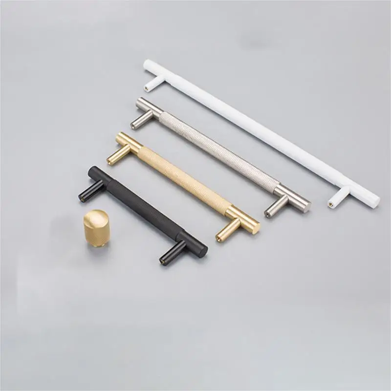 Hot brass handle drawer wardrobe door kitchen cabinets knob Closet handle kitchen cabinet pull knurl handle