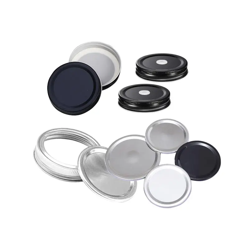 70mm 86mm Custom Logo Screw Cap Regular Wide Mouth Mason Jar Lid with Straw Hole