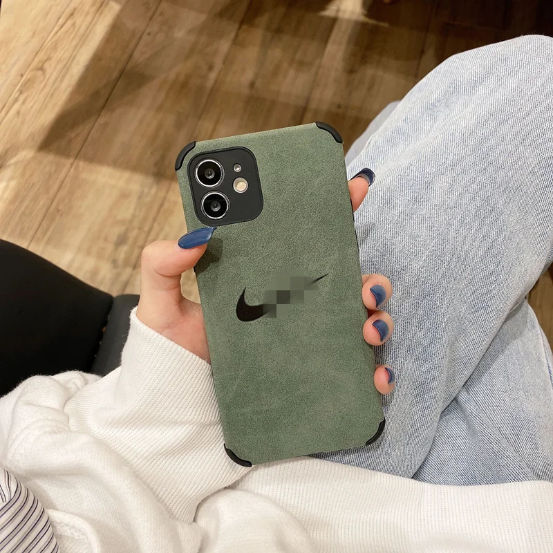 
Free shipping shockproof back cover phone cases for iPhone 11 12 Pro Ni ke soft TPU suede phone case 