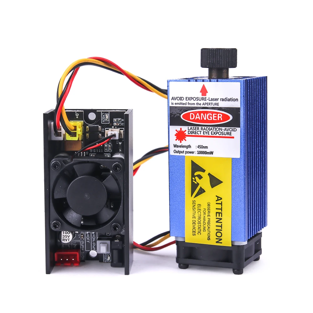 10W 10000Mw High Power Laser Engraving Laser Cutting Module Blue Light Laser Head for Mini CNC Machine
