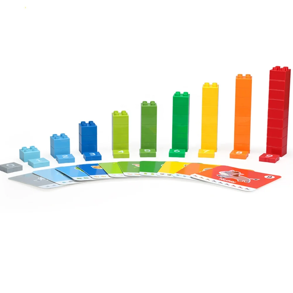 56 pcs numbers counting 10 cards game building Blocks Toys baby toy block diy toys for Kids