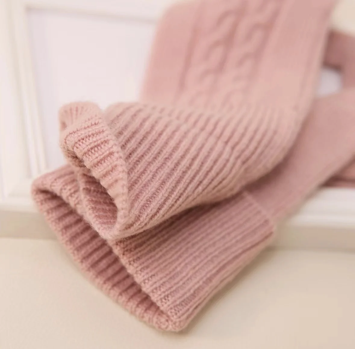 Custom 100% Pure Cashmere Fingerless Gloves Winter Thermal Woolen Mittens for Men and Women