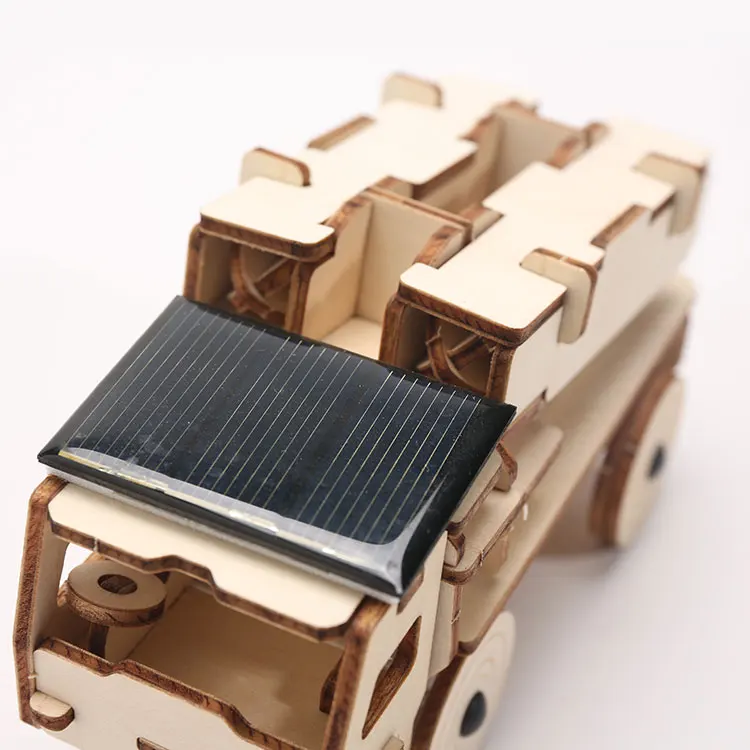  Wooden Intelligent 3d puzzle car Missile Truck Solar Car for