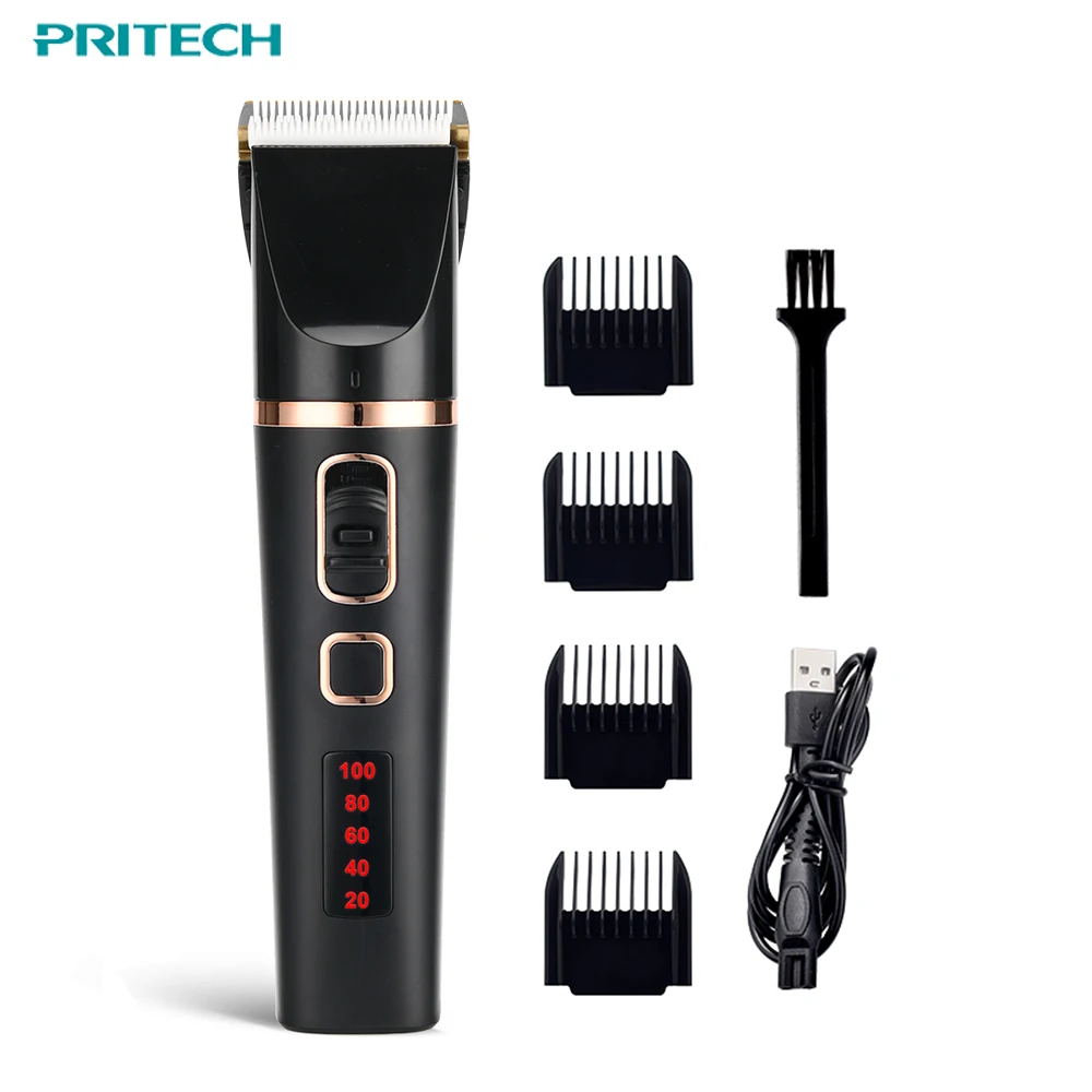 Оптовая продажа новый дизайн триммер для волос PRITECH перезаряжаемый черно-белый с керамическим лезвием электрическая профессиональная машинка