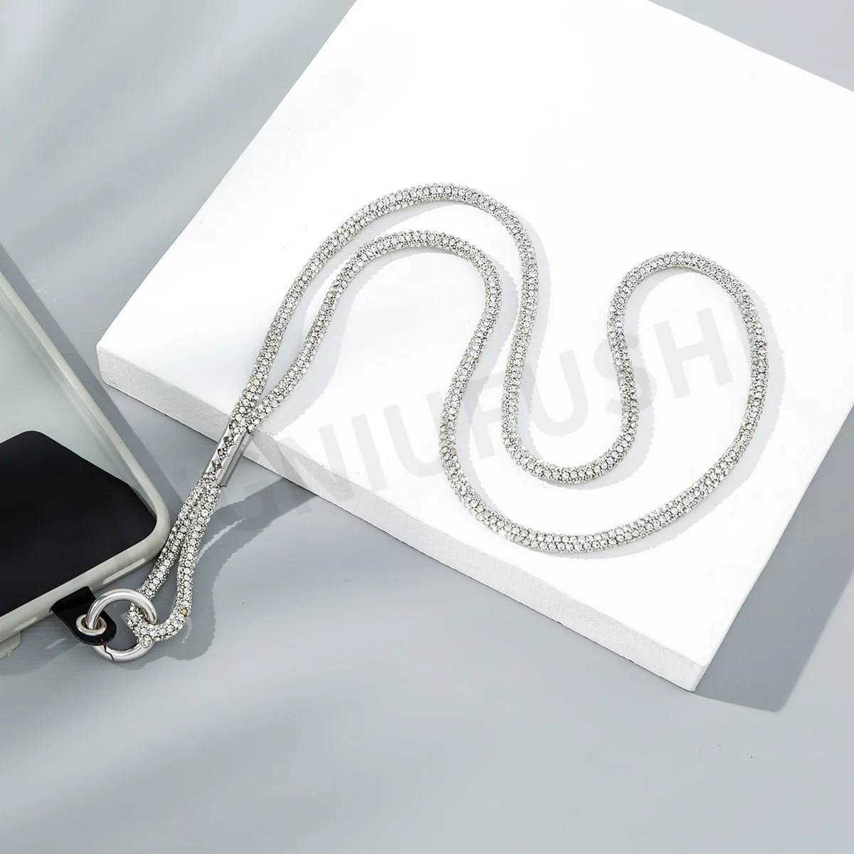 Cross border rhinestone color mobile phone chain lanyard slant across mobile phone shell neck lanyard wholesale