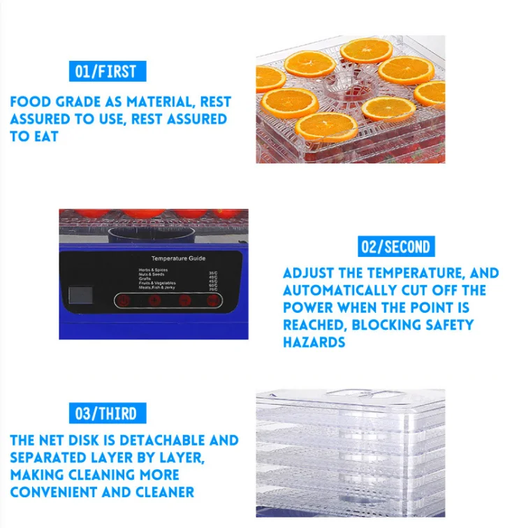 Food Dehydrators Machine For Food And Jerky 5 Trays Adjustable Temperature Control Multi-Funtional Dryer For Preserve Fruits