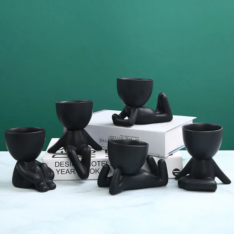 
Modern Nordic Home Ceramic Small Figure Succulent Vase Desktop Art Crafts Decoration Gift Flower Pot 