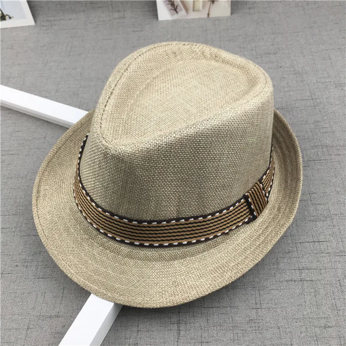 B1253 Fashion Summer Spring Kids Boys Jazz Caps Fedora Trilby Casual Straw Cap Cowboy Hats