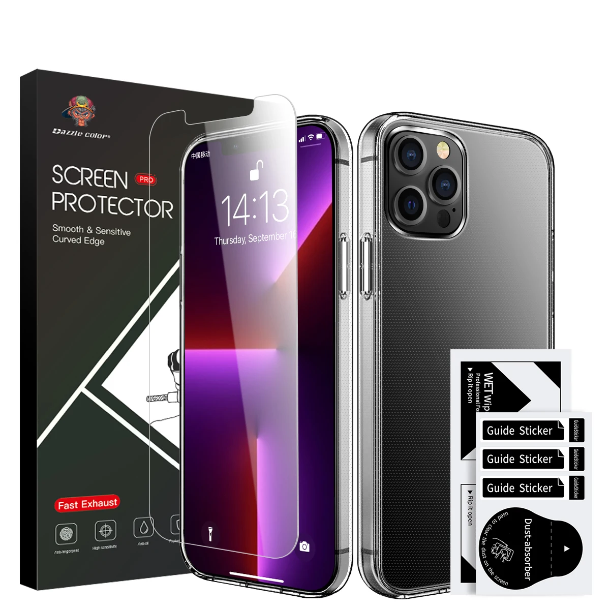 Shockproof High Transparency Soft Thin TPU Mobile Phone Case with Screen Protector Kit