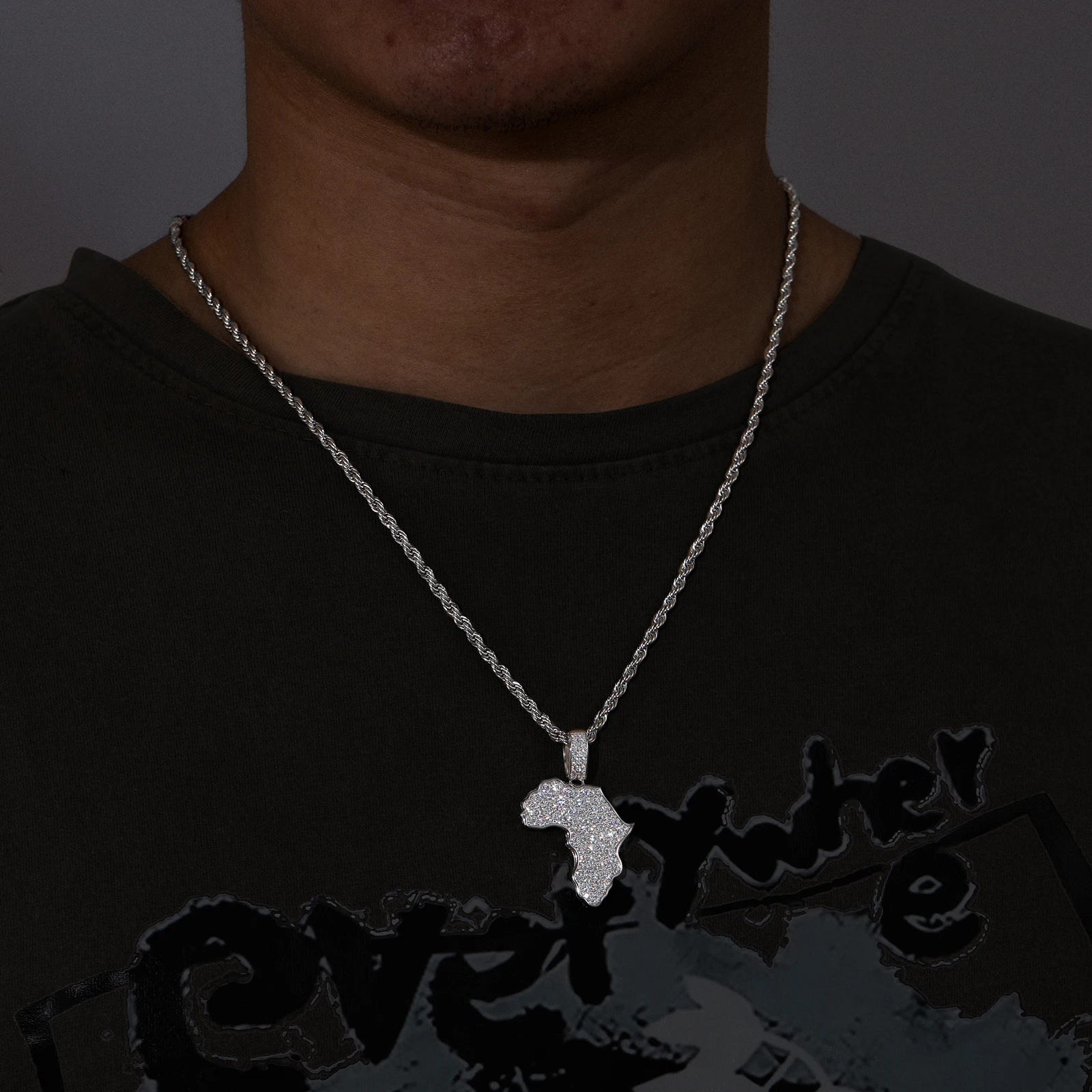 Wholesale Hip Hop Jewelry White Gold Plated 925 Sterling Silver VVS Moissanite Diamond Iced Out Africa Map Pendant For Men