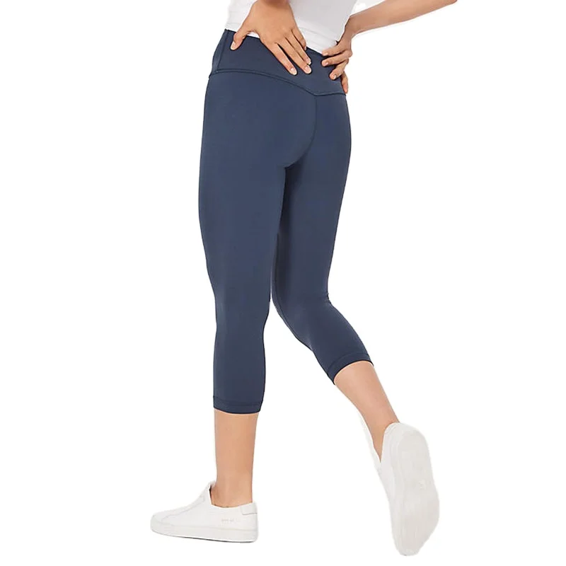 Ruffle sexy girls yoga capri pants v back for gym wear