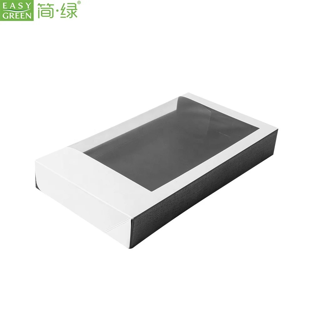 Wholesale Custom Disposable Food Packaging Cardboard Take Away Black and white Sushi Paper Box with Window