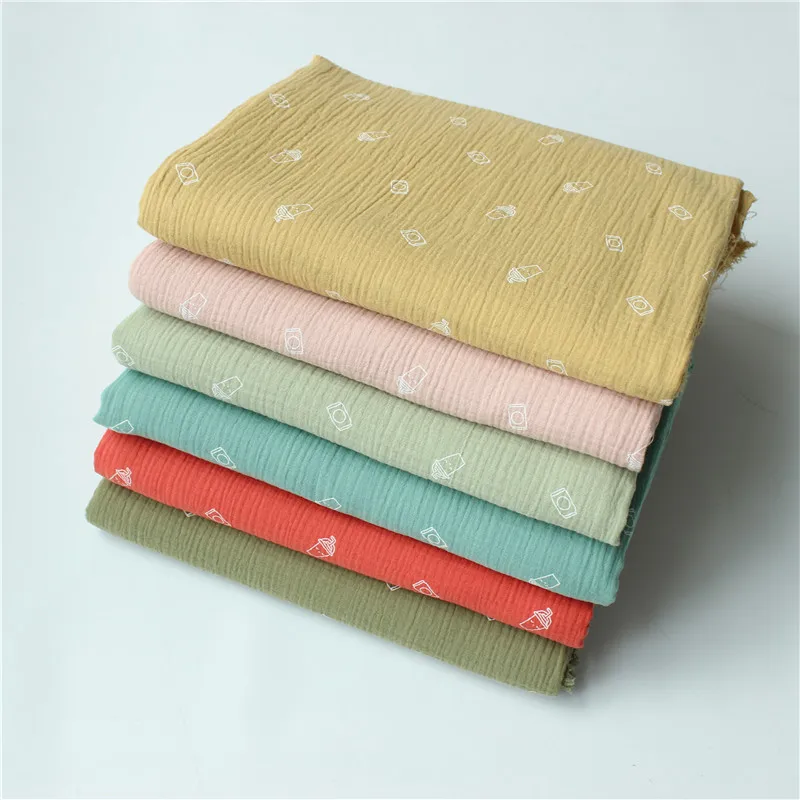 
100% cotton double crepe gauze sleepwear baby blanket kids fabric 