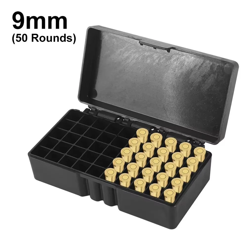 9mm Ammunition Box 50/100 Rounds Ammo Storage Case Hunting Shooting Bullets Holder Cartridge Organizer Container