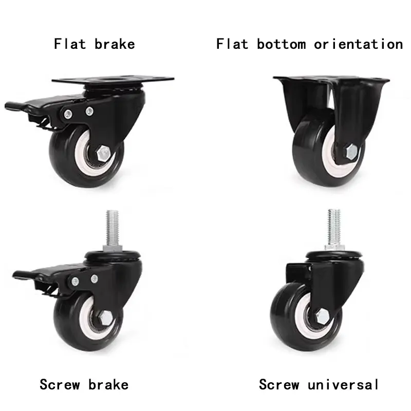 Wholesale 15-inch PU Furniture Office Chair Casters with Brakes Light Duty Wheel Caster for Workshop Supermarket Application