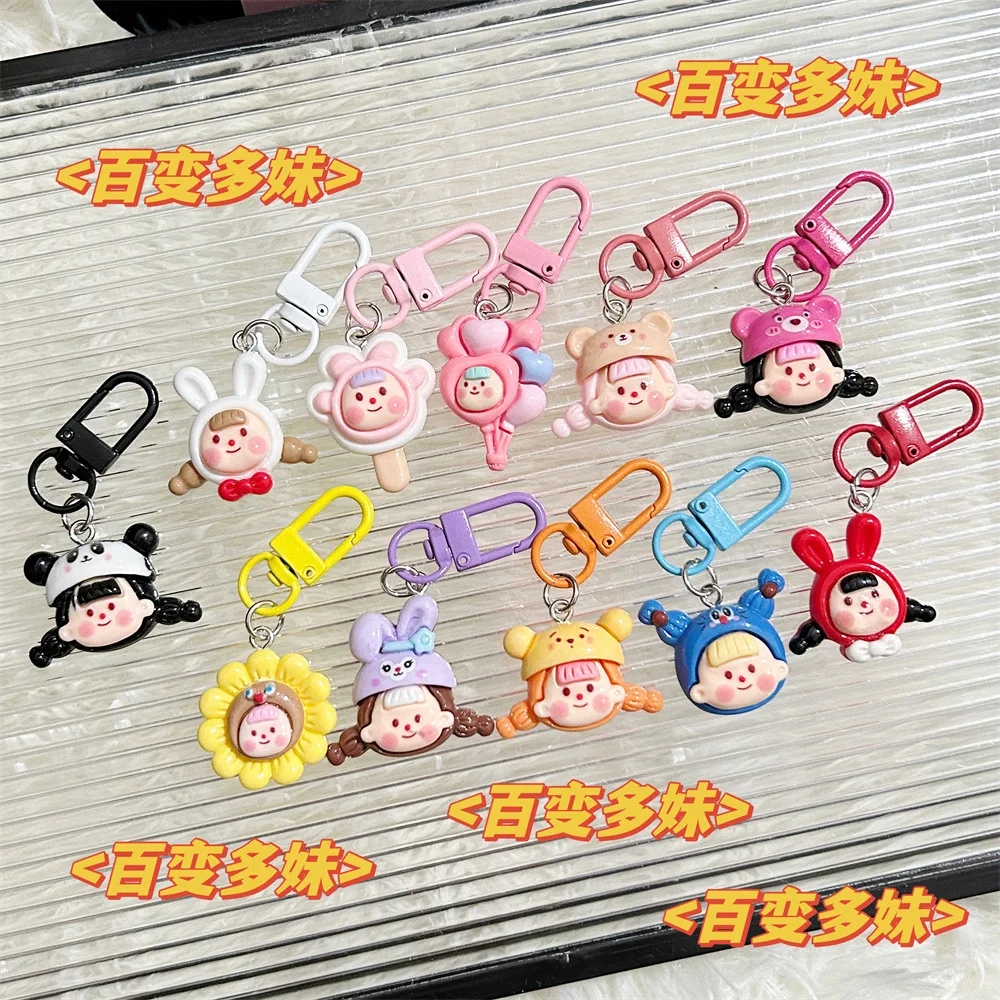 2024 new products Cartoon Sweet and Versatile Multi Girl Pendant Student School Bag Keychain Flower Bear Colorful Accessories