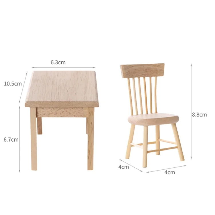 High Quality Solid Wood Miniature Furniture Wooden Chair for Kids Dollhouse