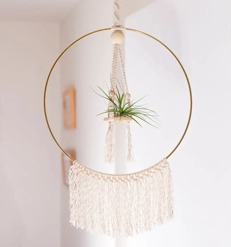 Macrame Air Plant Holder Boho Wall Hanging Macrame Pod Pocket Mini small plant hanger nest