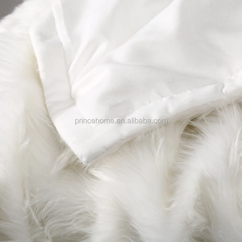 Super Soft White Faux Fur Warm Elegant Cozy Throw Blanket for Bed Sofa Blanket Gift