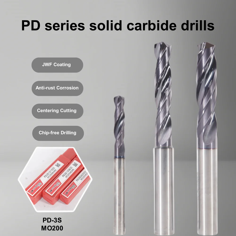 PD5D Series Solid Carbide Drills for Steel Stainless Steel & Cast Iron External Cooling Straight Shank-PD3S