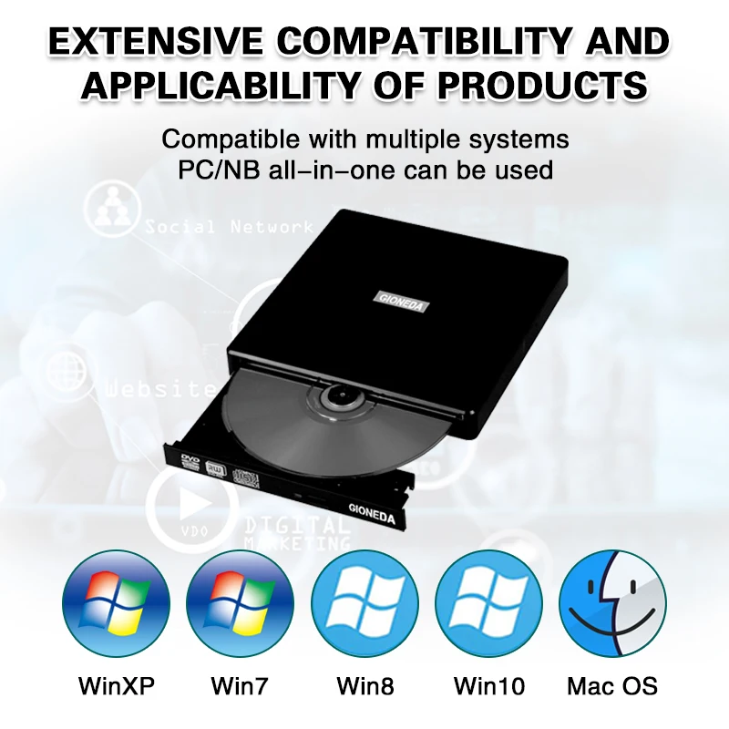 Тонкий портативный внешний CD-привод Type-c USB 3 0 привод CD/Dvd +/-Rw DVD Rom записывающее устройство горелка для ноутбука настольного ПК