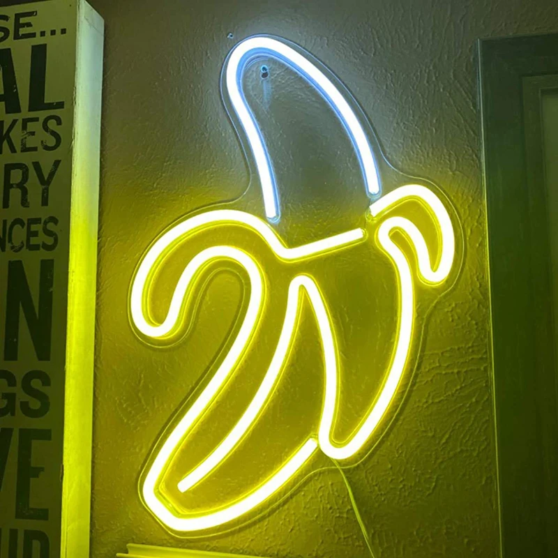 Custom Acrylic 3D Banana Led Neon Signs For Bedroom Love Wedding Signage Art Wall Decorative Lights USB Battery Electronic Sign