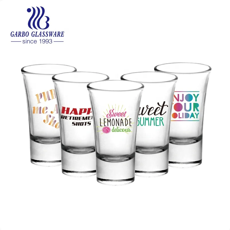 50ML classic shot glass cup 2OZ spirit shot glass with lovely custom pride printing decal logo for promotion low moq
