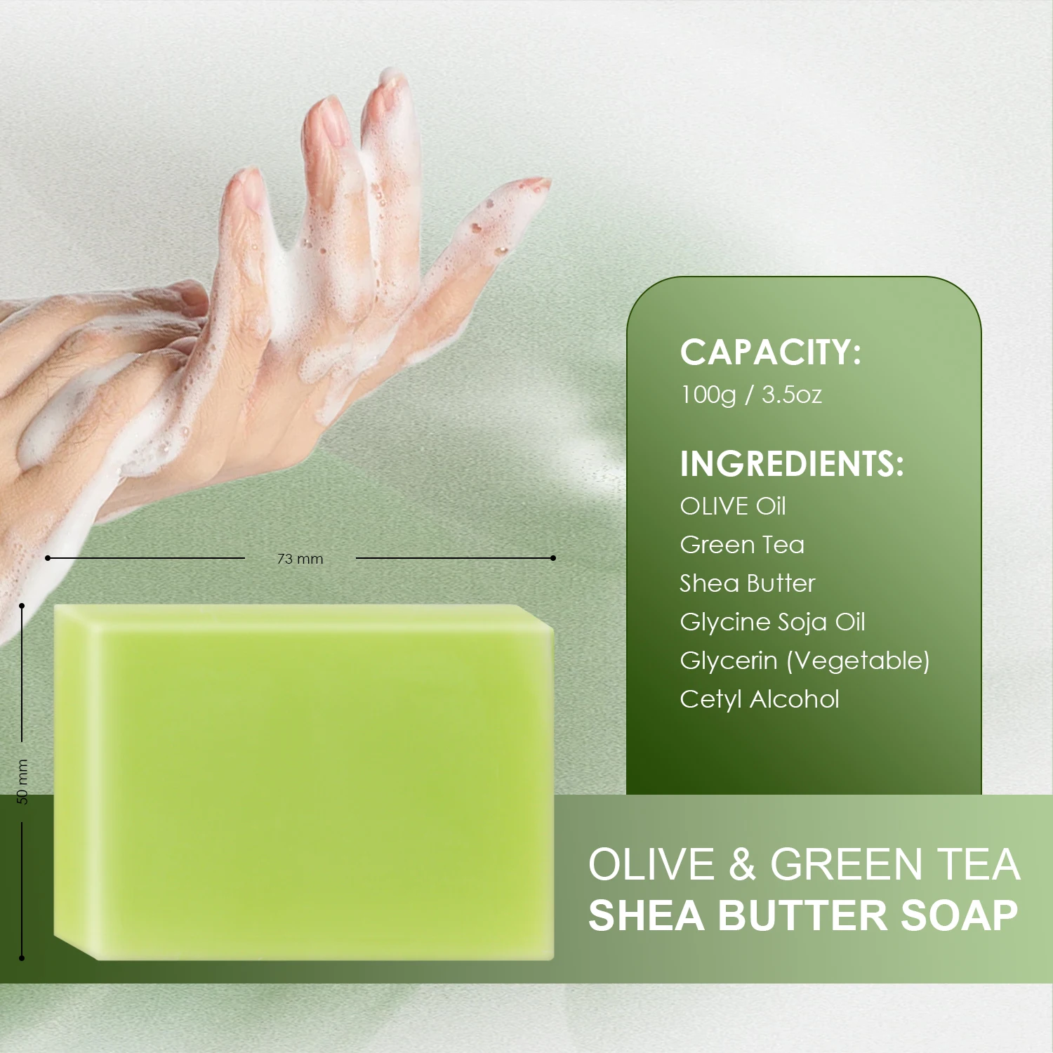 Custom Logo Olive & Shea Butter Green Tea Soap Lightening Exfoliating High Quality Hand Made Organic Soap Bar Handmade