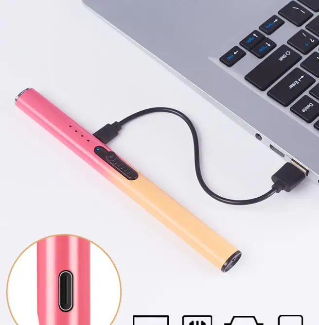 Electronic Windproof Lighter Candy Color Kitchen Outdoor Aromatherapy Candle Lighter