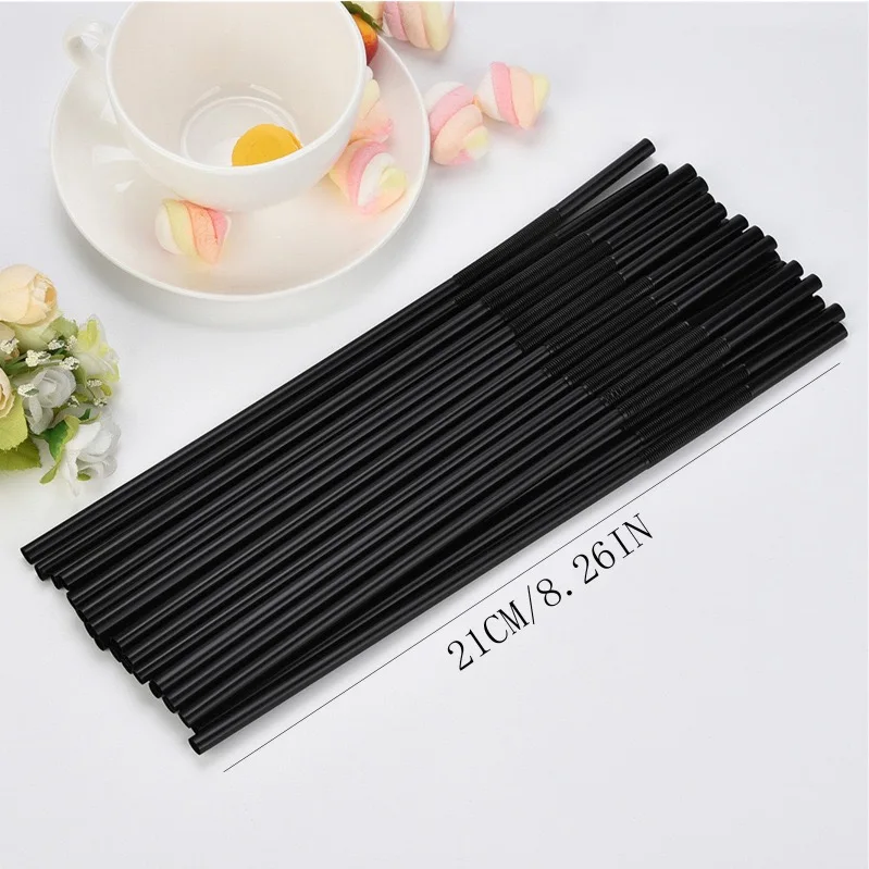 Atops  Eco Friendly Environmental Protection Black Water New Fashion 2023 Drink Wrapped Black Straws