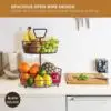 Home kitchen accessories metal iron wire 2 tier fruit basket