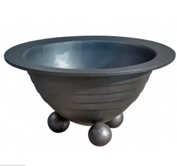 ductile pillar cast iron dustbin garbage bin  flower port fire pit fire ball firepit planet urn antique vintage black painting