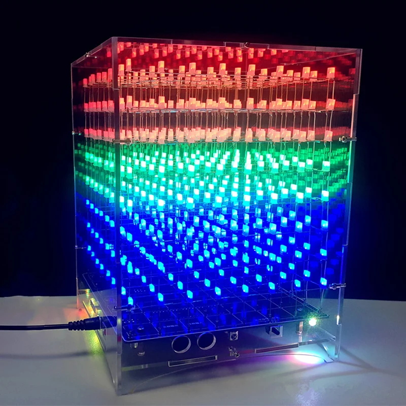 Colorful Light Cubes DIY Kit 8X8X8 WIFI Mobile Phone APP Change Word 888 LED Flashing Smart Electronic Production Parts Gift 3D