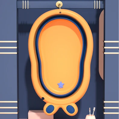 China Standing Collapsible Foldable Children Folding Infant Kids Baby Bath Tub Set Plastic Portable Washing With Temperature