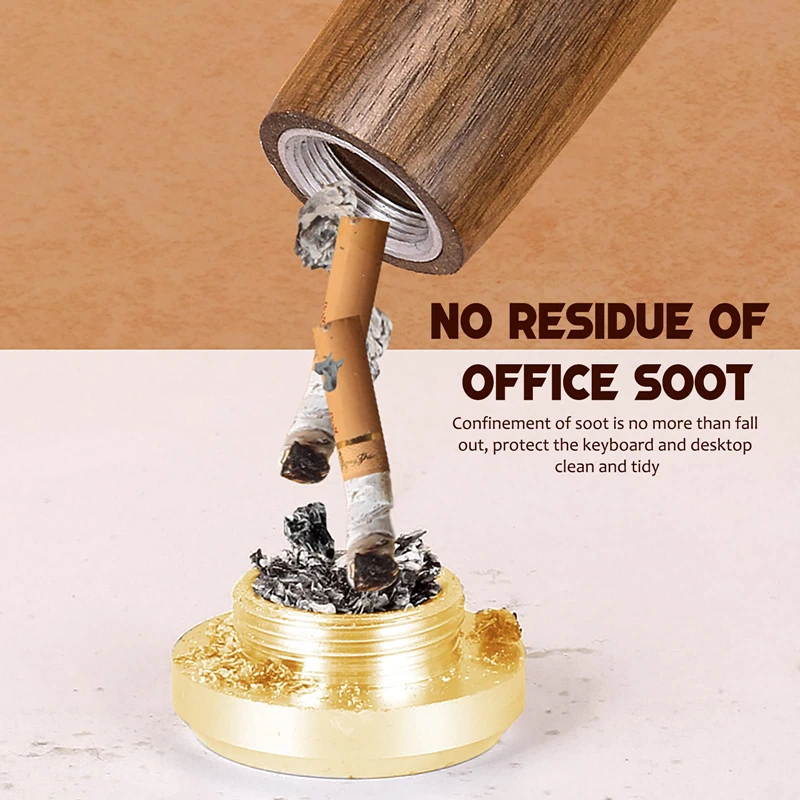 Creative Handheld Outdoor Ashtray No Dust Falling Custom Logo Cigar Ash Tray Portable Pocket Wooden Ashtray