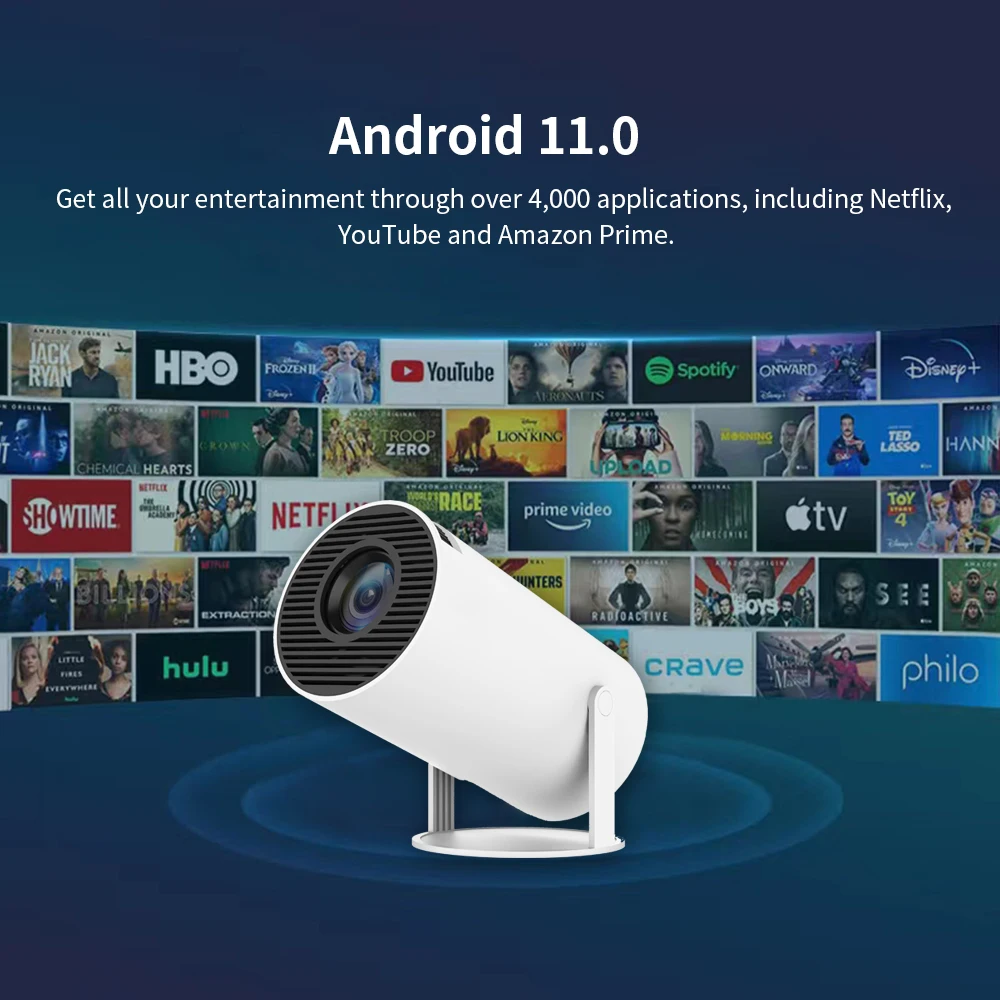 720P Wifi 6 BT 5 0 Smart Android 11 1GB 8GB домашний проектор Поддержка 4K декодирование для домашнего кинотеатра видеопроектор
