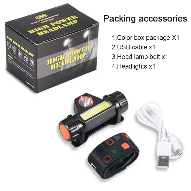 mini size LED Headlight USB Rechargeable Headlamp Headlight Waterproof Headlamp Rechargeable Battery Camping flashlight