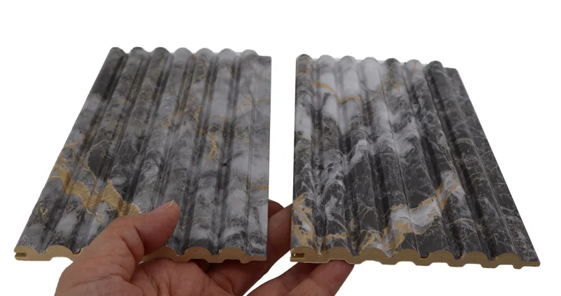 3D PVC Marble Sheet Wood Panels WPC Waterproof Wood Plastic Composite Wall Cladding Wave Wall Panel For Indoor