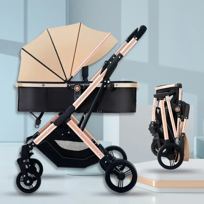 Luxury Multifunctional Foldable High Landscape Kids Pushchair Cart Travel Carriage Pram 3 in 1 Baby Stroller