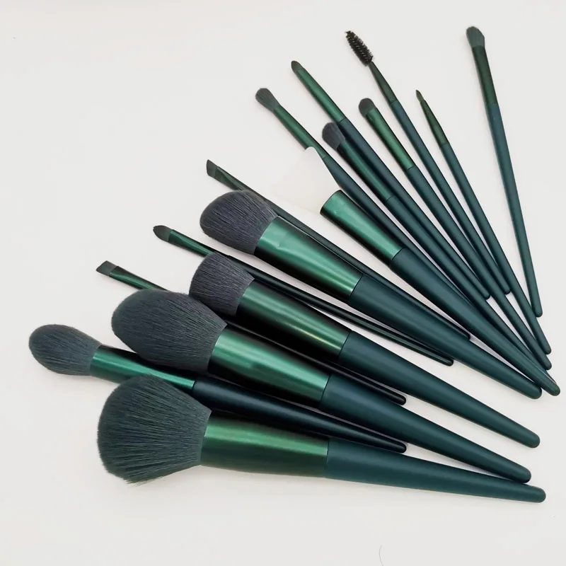 Hot Sale 16pcs Green Handle Make Up Brush Set Eye Shadow Cosmetic Brushes Professional Makeup Brush Set Custom Private Label
