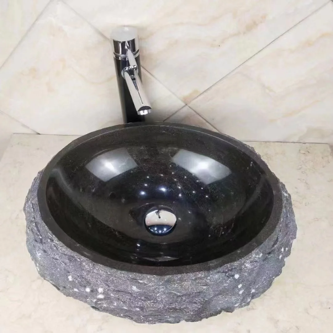 European Natural Beige Marble Stone Outdoor Hand Wash Basin