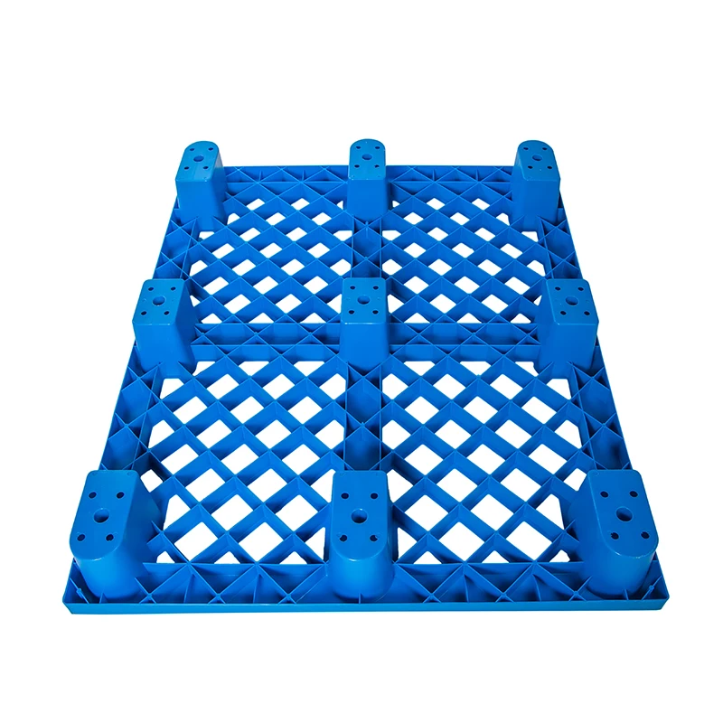 Cheap Durable Nine Feet Single Sided Grid Nestable Blue Euro Plastic Pallet Made of Recycled Material for Sale